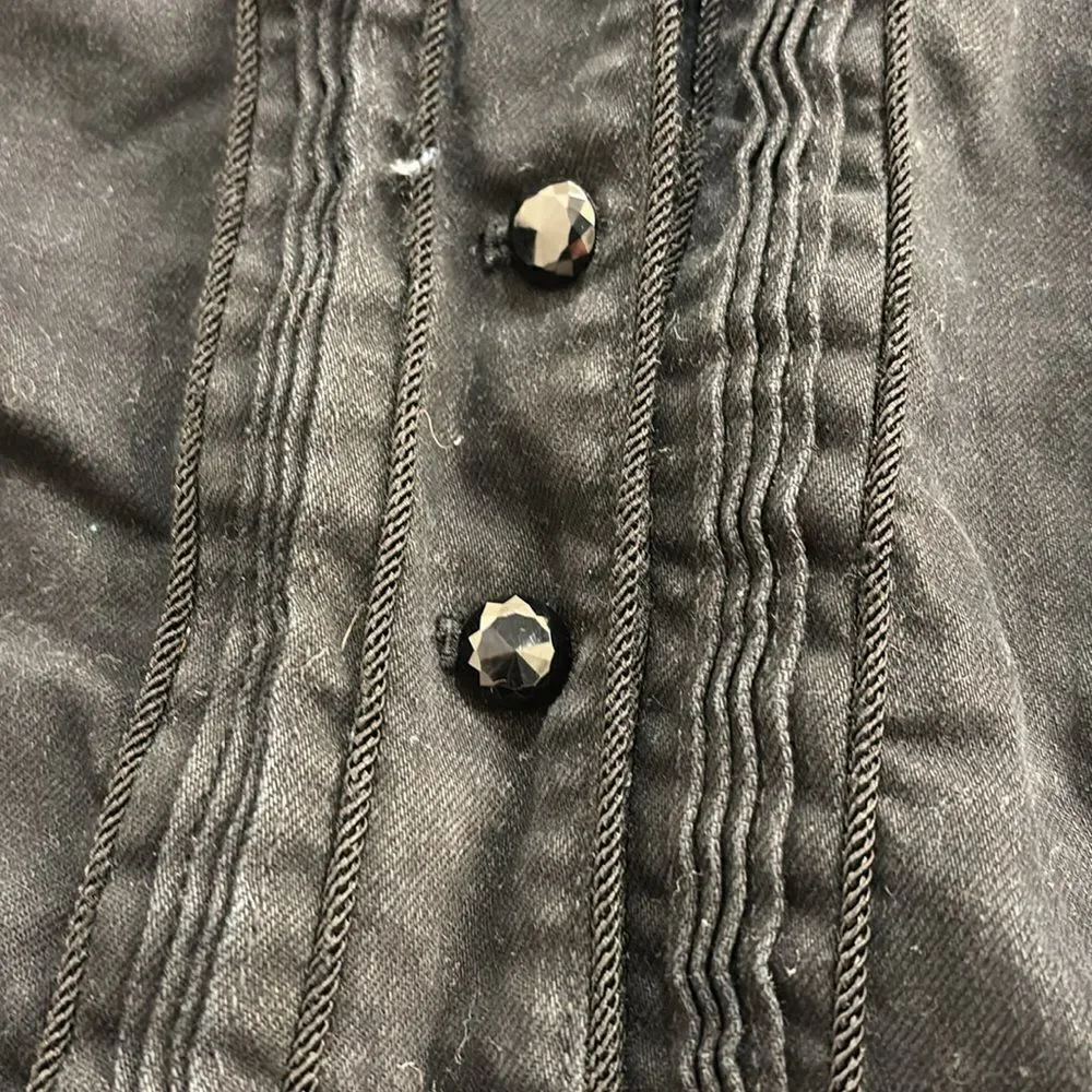 Ralph Lauren black denim woman's jacket w velvet at the collar/sparkly buttons - Picture 4 of 16